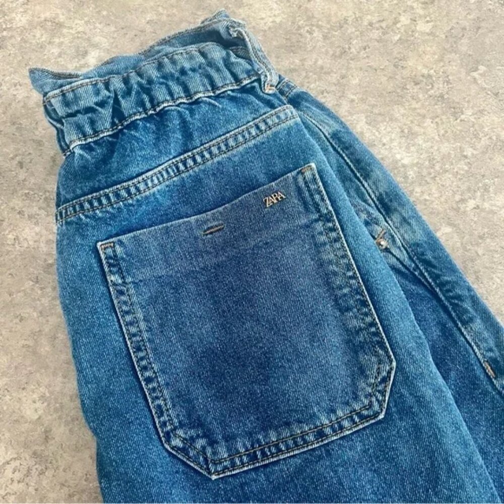 Zara Paper Bag Medium Wash Jeans - Picture 7 of 14